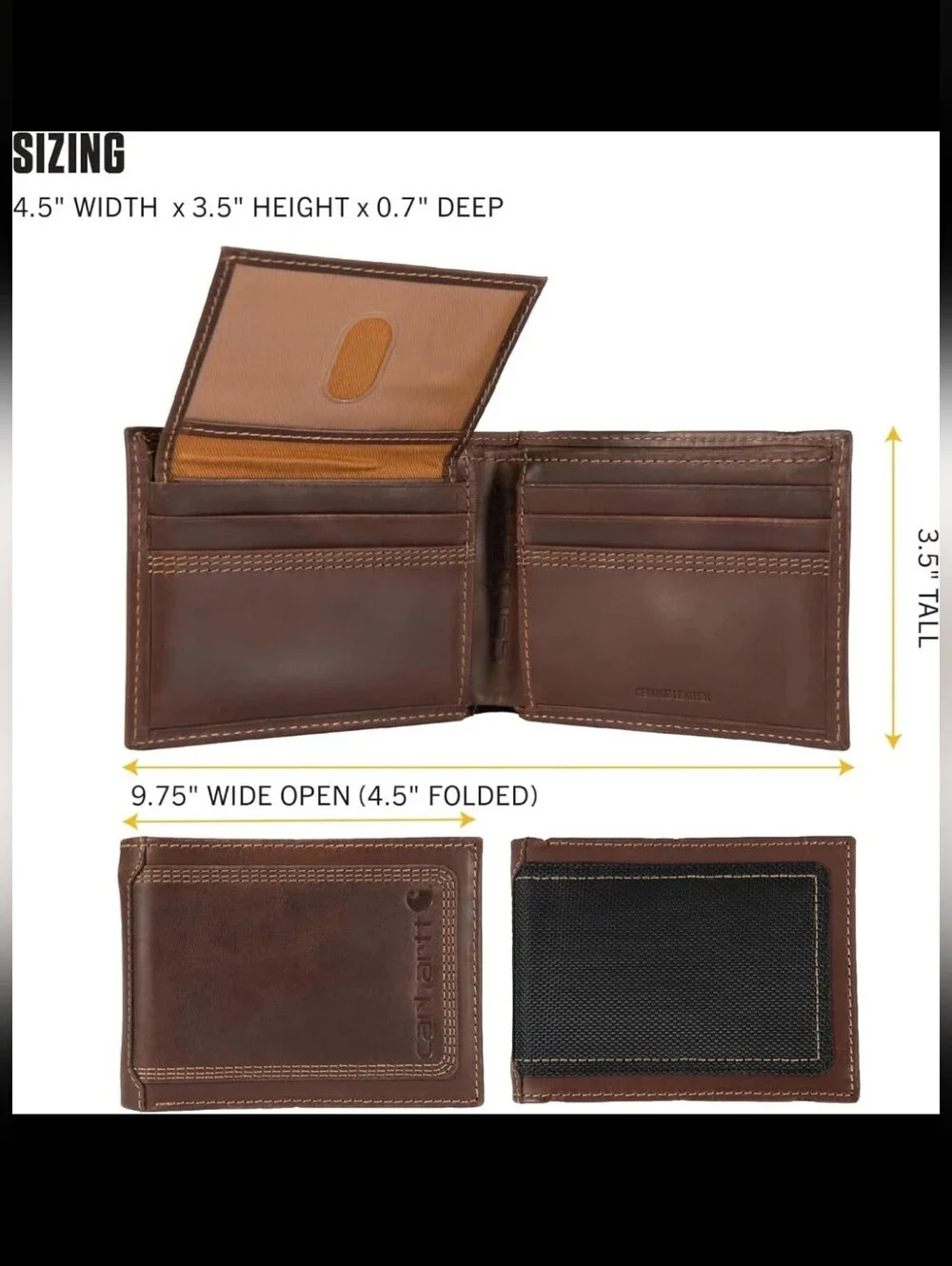 CARHARTT LEATHER TRIPLE-STITCHED PASSCASE WALLET
